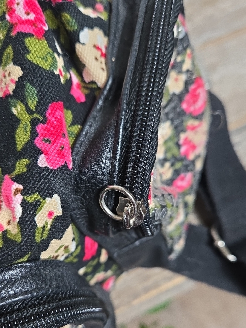 Candies Y2K Floral Sequin Backpack - Black with Pink & Cream Flowers Large - Picture 10 of 10